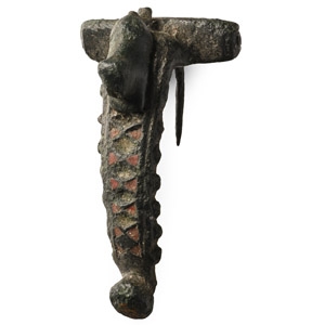 Romano-British Enamelled Bronze Sawfish Type Bow Brooch with Lion
