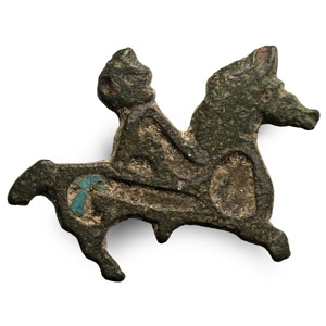 Romano-British Enamelled Bronze Horse and Rider Brooch