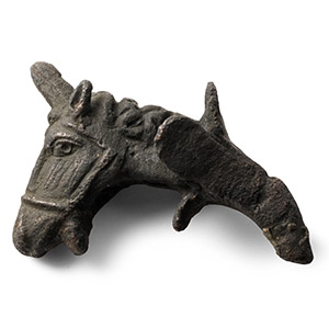 Roman Bronze Horse Head Terminal