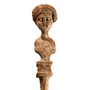 Roman Bone Pin with Bust