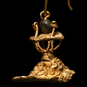 Greek Openwork Gold Earring
