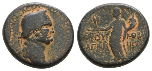 Vespasian, with Agrippa II AE 10 Units of Caesarea Panias, Judaea.