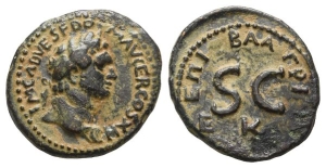 Domitian, with Agrippa II AE 20mm of Caesarea Panias, Judaea.