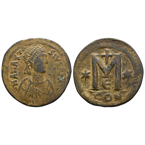 Anastasius I AE 40 Nummi or Follis.