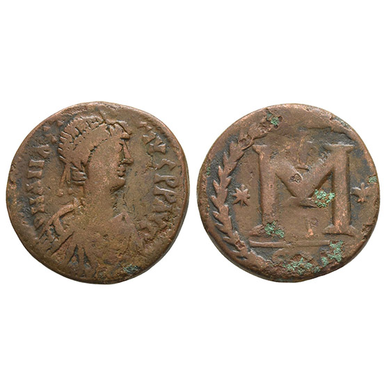 Anastasius I AE 40 Nummi or Follis.