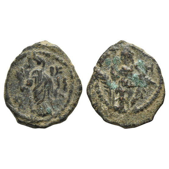 Nabataea, Aretas IV, with Shaqilat AE 17mm.
