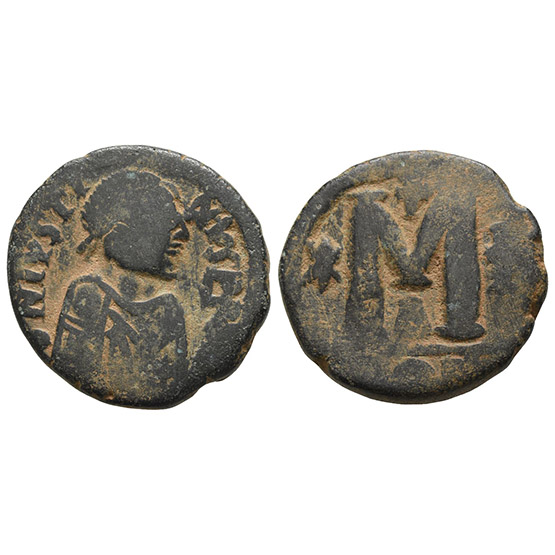 Justin I AE 40 Nummi or Follis.