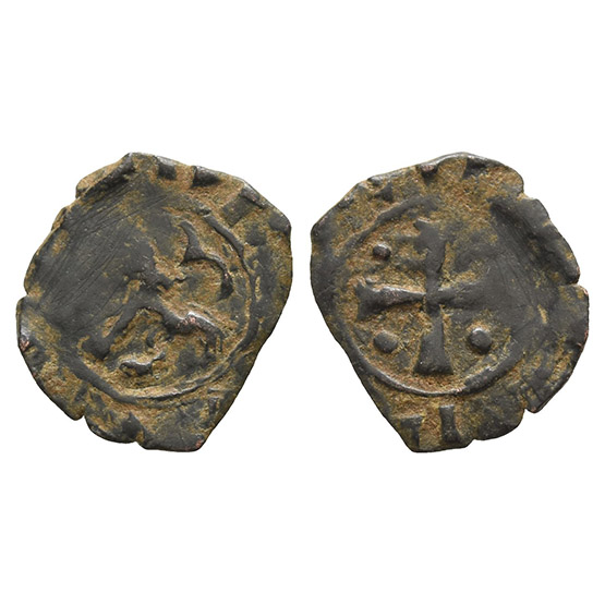 Crusaders. Lusignan Kingdom of Cyprus, Henry II, King of Cyprus & Jerusalem AE Denier.