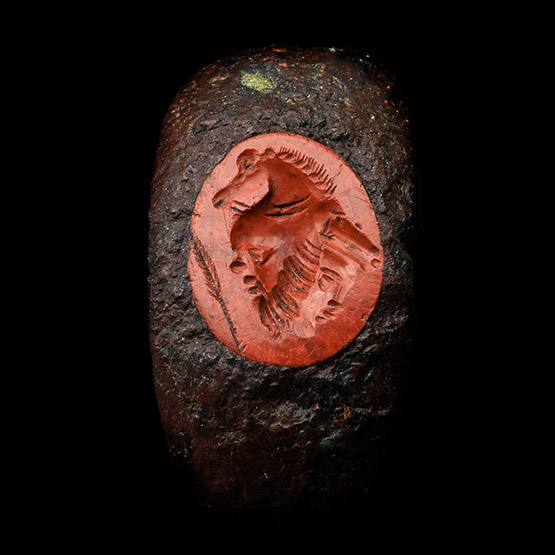 Roman Iron Ring with Gryllos Gemstone