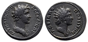 Marcus Aurelius, as Caesar AE 23mm of Hadrianopolis, Thrace.