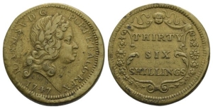 22 English Brass Coin Weight for Portuguese Gold Coin.