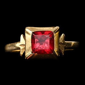 Post Medieval Gold Ring with Red Glass