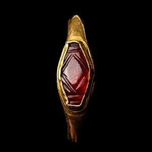 Roman Gold Ring with Elliptical Garnet