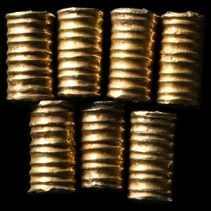 Late Eastern Mediterranean Gold and Silver Fluted Beads