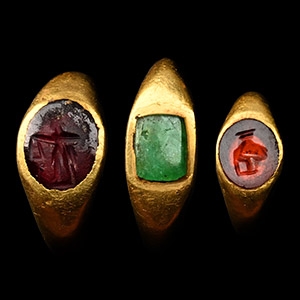 Roman Children’s Gold and Gemstone Ring Group