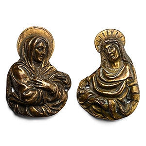 Medieval Gilt Bronze Plaques of Mary Magdalene and Saint John the Evangelist