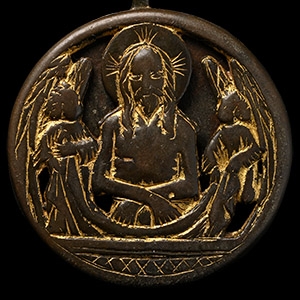Medieval Gilt Copper Devotional Reliquary Pendant