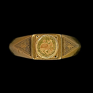 Large Byzantine Gold Ring Of Mary and Eutropius