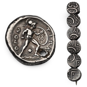 Silver Coin with Indian Fanam Coin Tie Pin