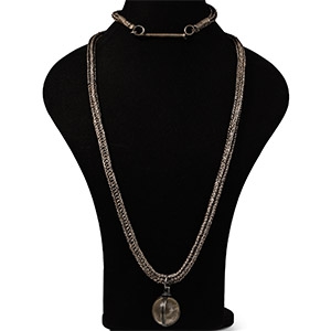 Large Viking Silver Interlaced Chain with Amuletic Rock Crystal Pendant