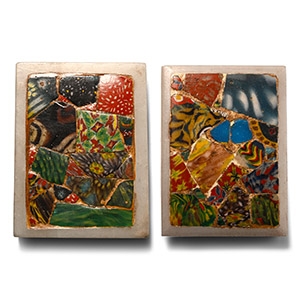 Roman Mosaic Glass Paperweight Pair