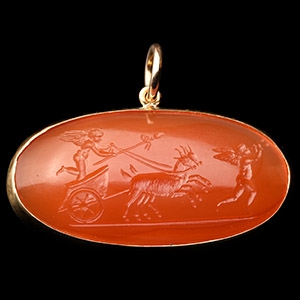Neoclassical Carnelian Gemstone with Bacchic Procession