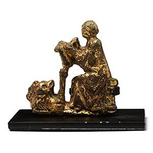 Medieval Gilt Bronze Mount of Saint Mark with Lion