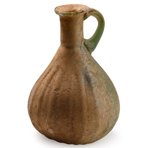 Eastern Roman or Parthian Green Glass Sprinkler Pitcher