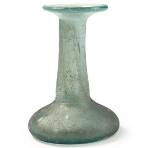 Roman Short Blue Glass Flask