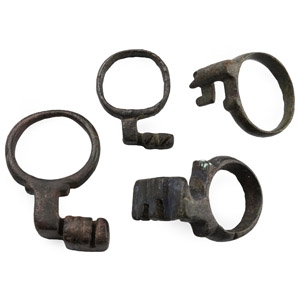 Roman Bronze Key Ring Group