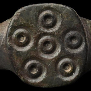 Medieval Bronze Ring with Ring-and-Dot Design