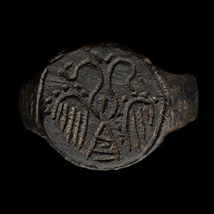 Medieval Bronze Ring with Double-Headed Eagle