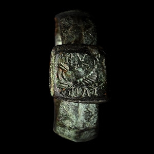 Late Roman Bronze Ring with Bust