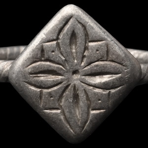 Medieval Silver Ring with Floral Cross