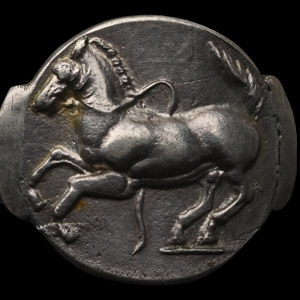 Post Medieval Silver Ring with Maroneia Horse