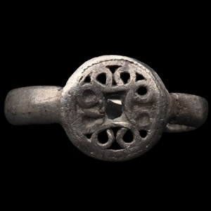 Medieval Silver Ring with Scroll Cross