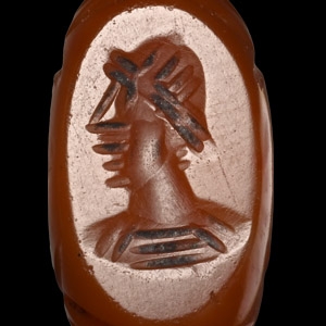 Sasanian Carnelian Stamp Seal with Bust