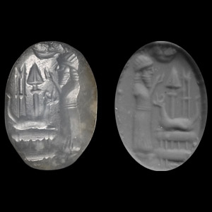 Neo-Babylonian Chalcedony Stamp Seal with King