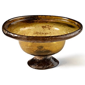 Roman Footed Amber Glass Cup