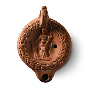 Roman Terracotta Oil Lamp with Goddess Fortuna