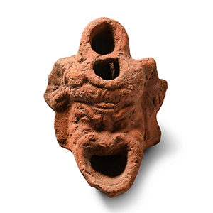 Roman Miniature Terracotta Oil Lamp with Theatre Mask