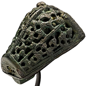 Viking Bronze Boars Head Brooch with Openwork Beast Motif