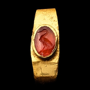 Roman Gold Ring with Stork Gemstone