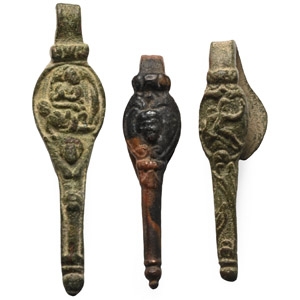 Roman Style Bronze Figural Scabbard Hook Group