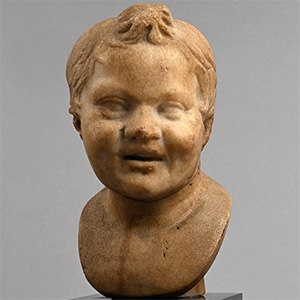 Roman Marble Head of Cupid on Georgian Pedestal