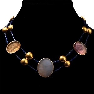 Late Hellenistic-Early Roman Gemstone, Gold and Glass Bead Necklace