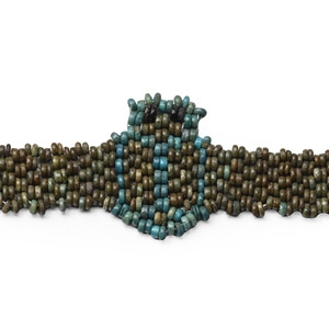 Egyptian Faience Mummy Bead Bracelet with Winged Scarab