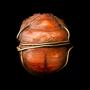 Egyptian Hardstone Scarab with Later Gold Pendant Mount