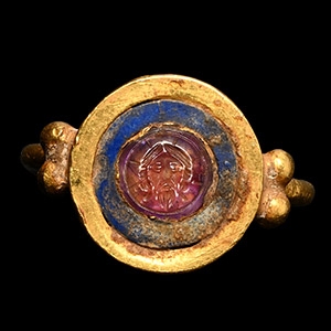 Byzantine Gold Ring with Head of Christ Gemstone