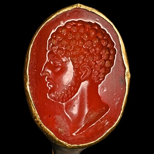 Roman Gold Ring with Later Profile Bust Gemstone